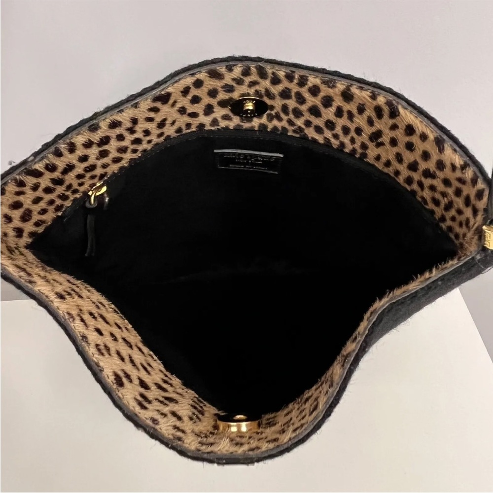 ❤️SOLD❤️ Kate Spade Wool Bag Black Animal Print Pony Hair‎ Trim Made in Italy - Picture 9 of 11